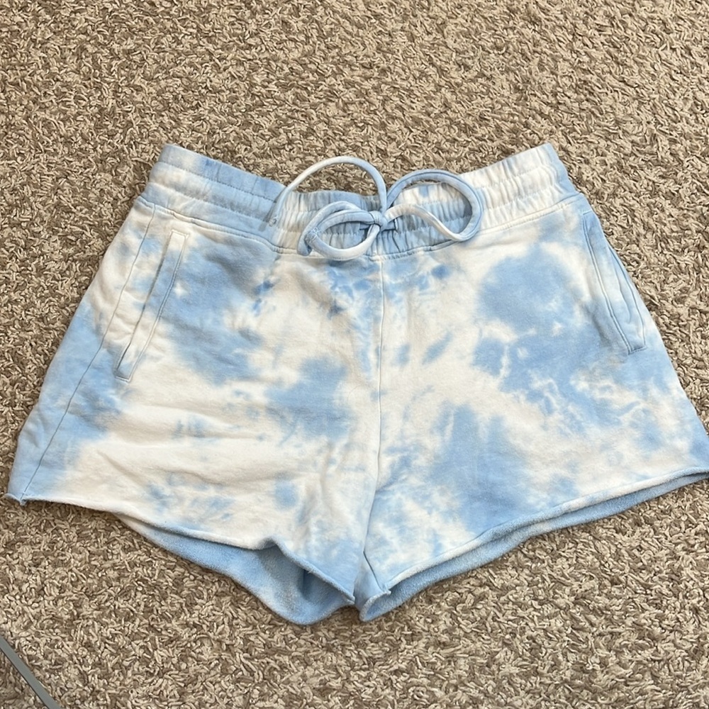 AR-33 Pull On Elastic Waist Blue & White Tie Dye Sweat Shorts - Size Small